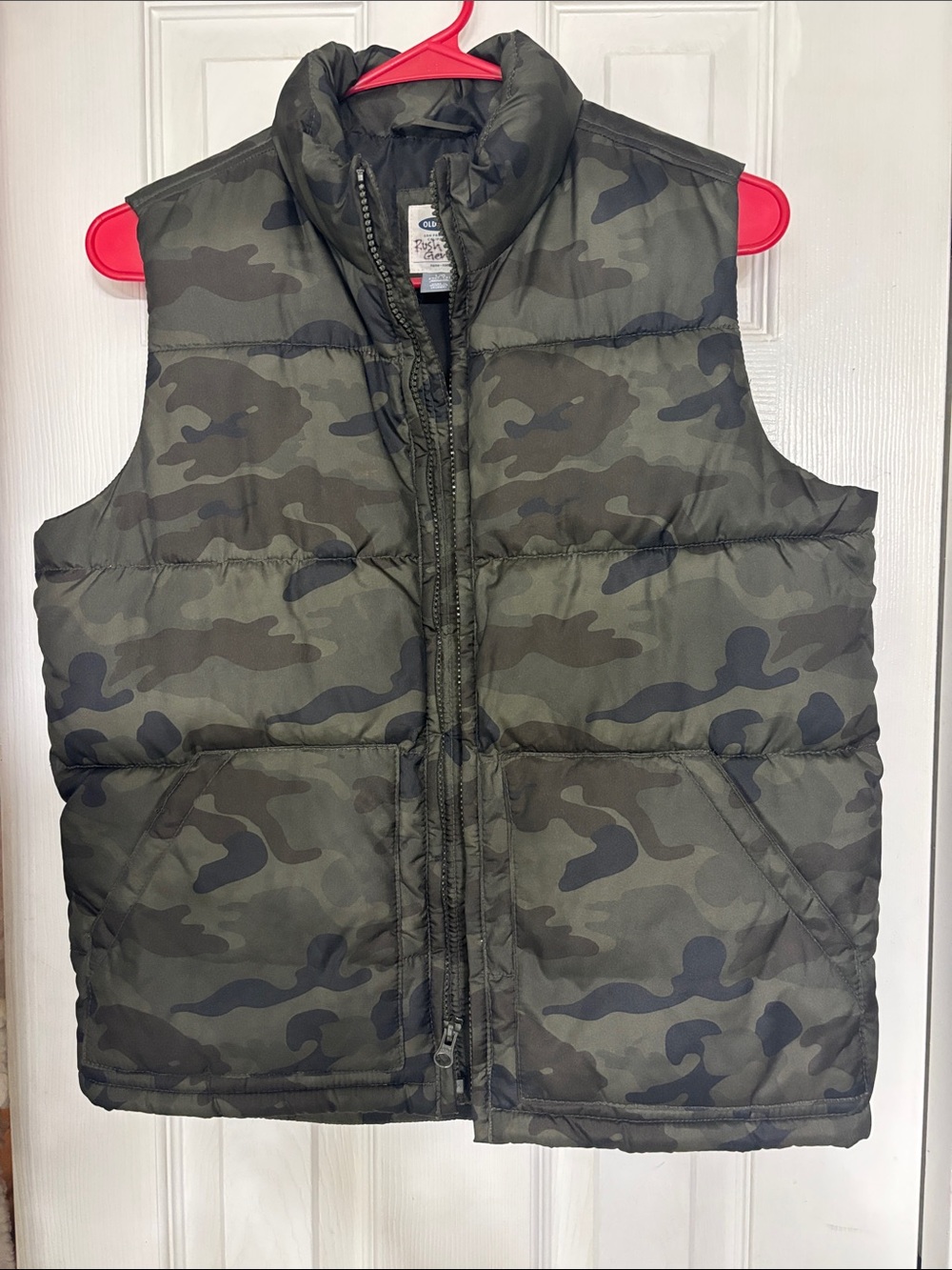 Old Navy Boys Camouflage Puffer Vest - Olive & Black